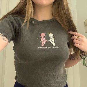 Part Devil Part Angel grey xs crop top